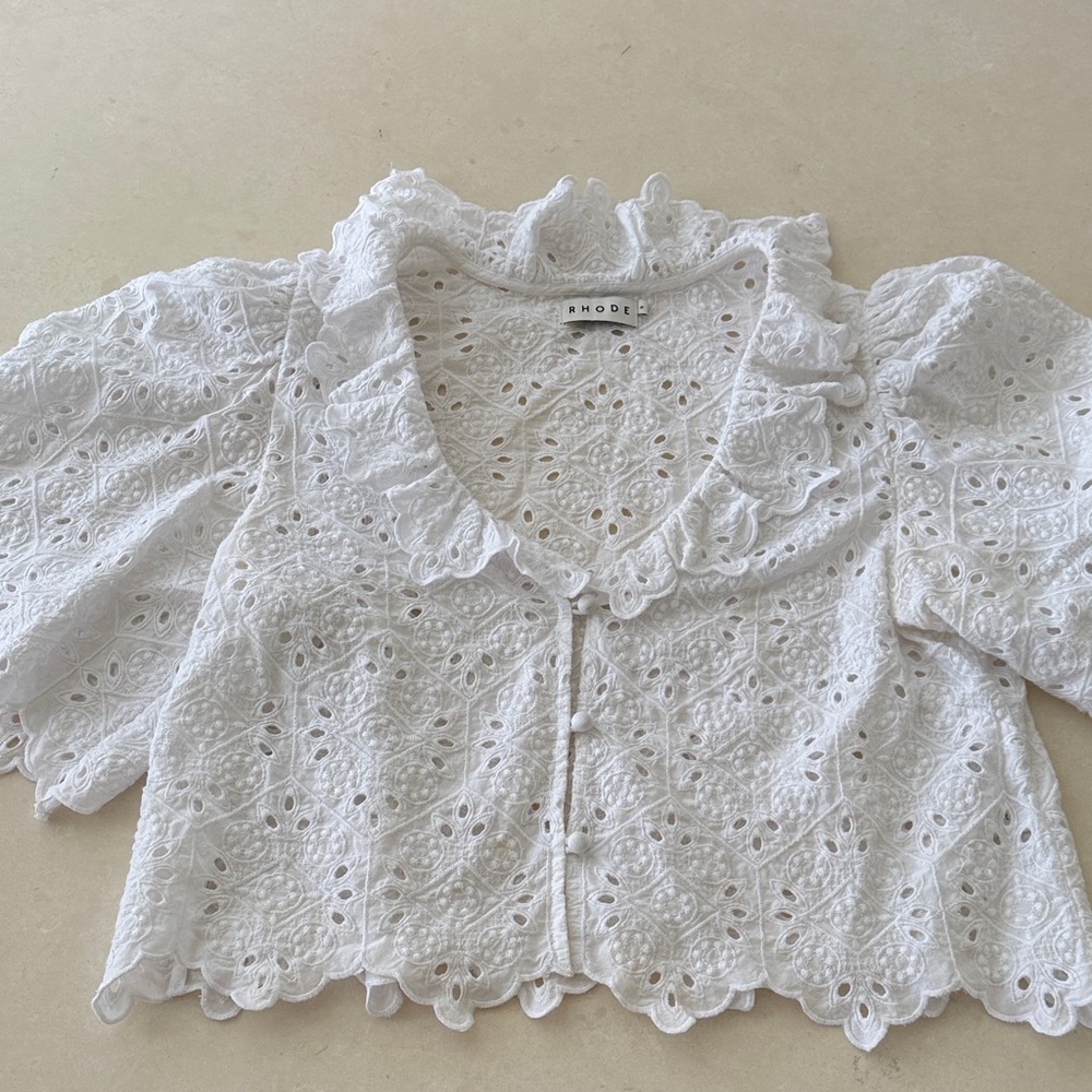 RHODE Ivory Eyelet Lace Top